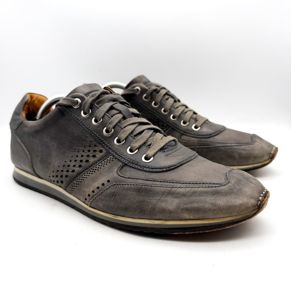 Magnanni Cristian Sneakers Men's 10.5 M Gray Leather Lace-Up Shoes 15745 Casual